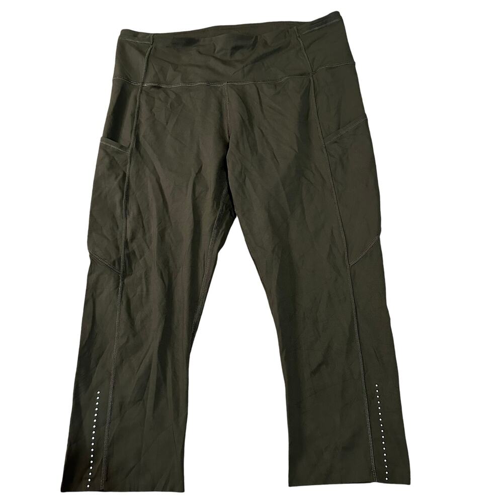 LULULEMON Women's High-Rise Crop Leggings Size 10 In Dark Olive